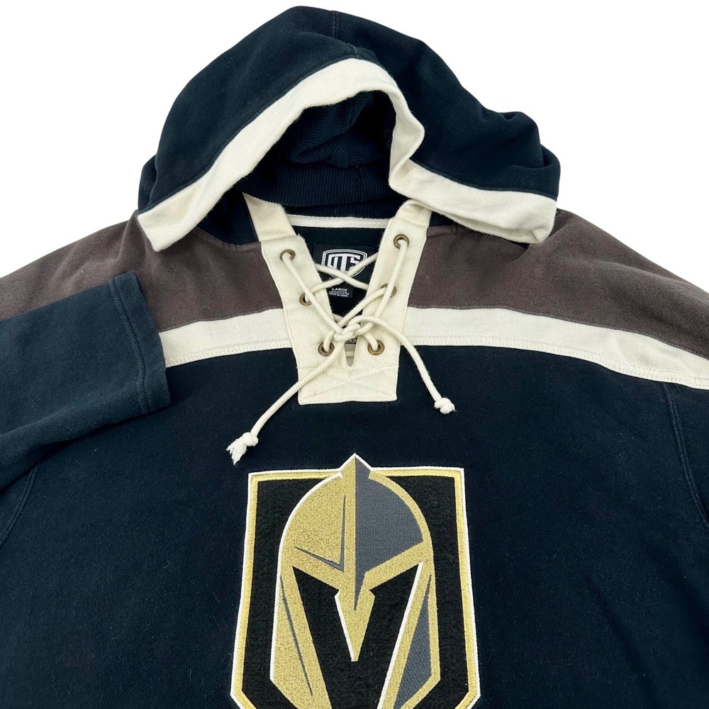 OTS NHL Vegas Golden Knights Lace Up Hoodie Mens Large‎ Black Gold Hockey Jersey